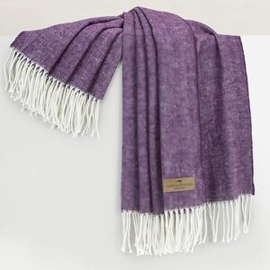 Lands Downunder Italian herringbone throw blanket wrap plum purple NWOT